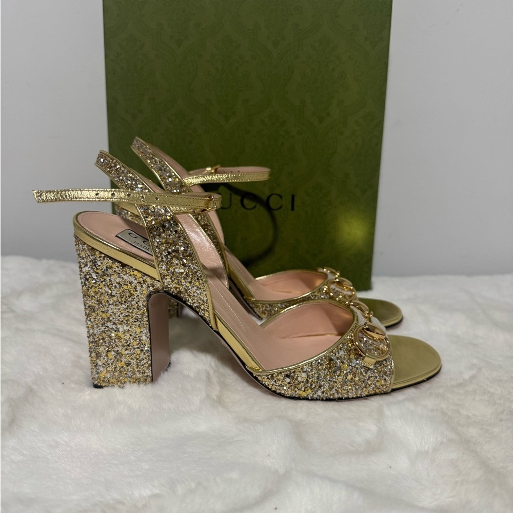 Gucci Women's Glittering Gold Heels - Picture 1 of 7